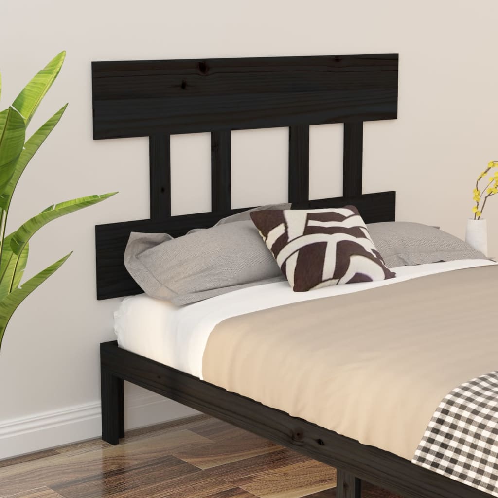 Bed Headboard Black 93.5 cm Solid Wood Pine