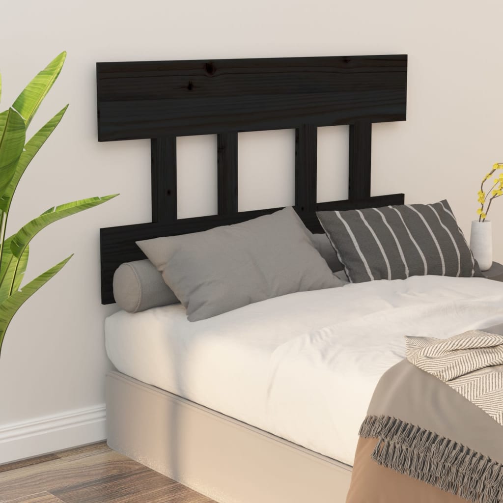 Bed Headboard Black 93.5 cm Solid Wood Pine