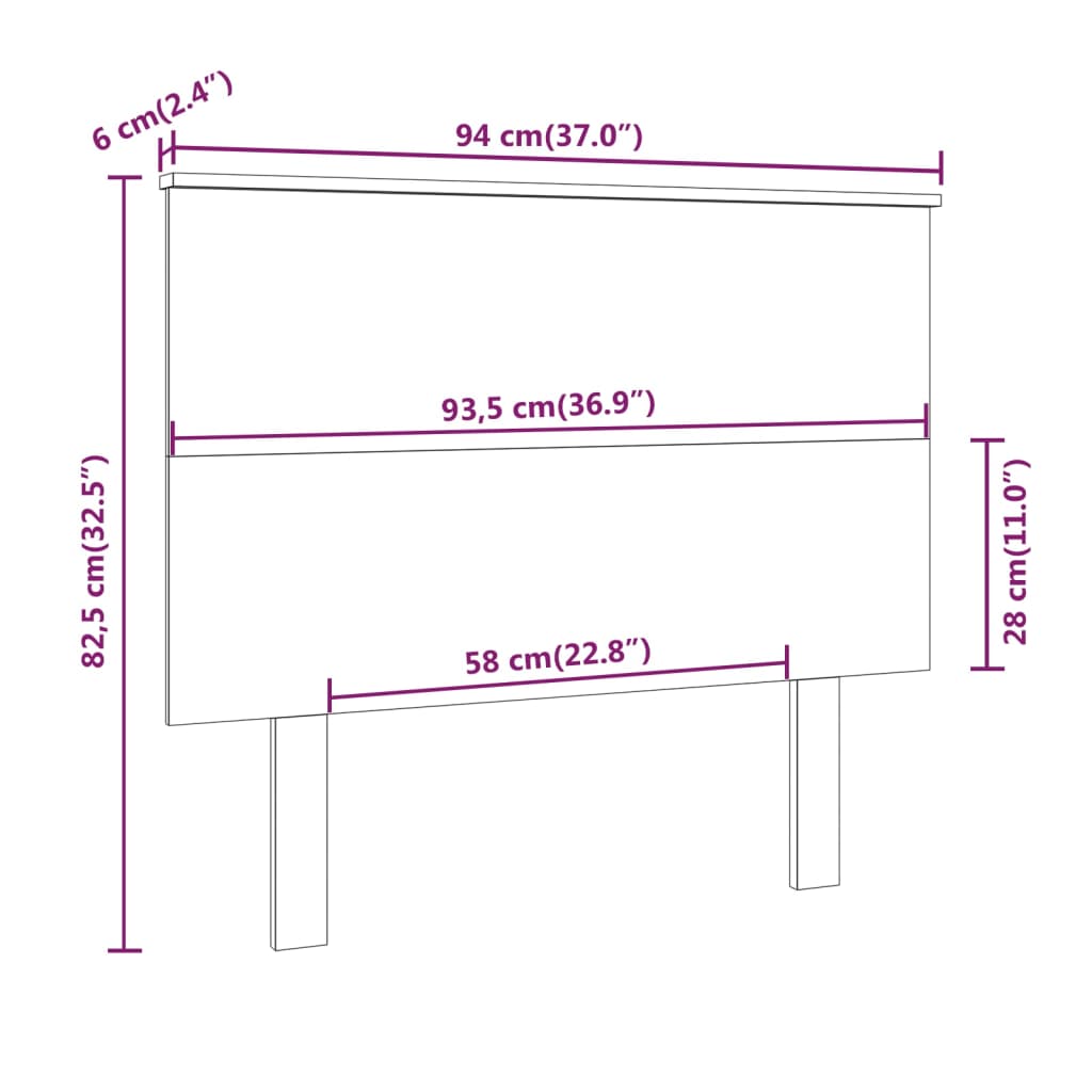 Bed Headboard 94 cm Solid Wood Pine