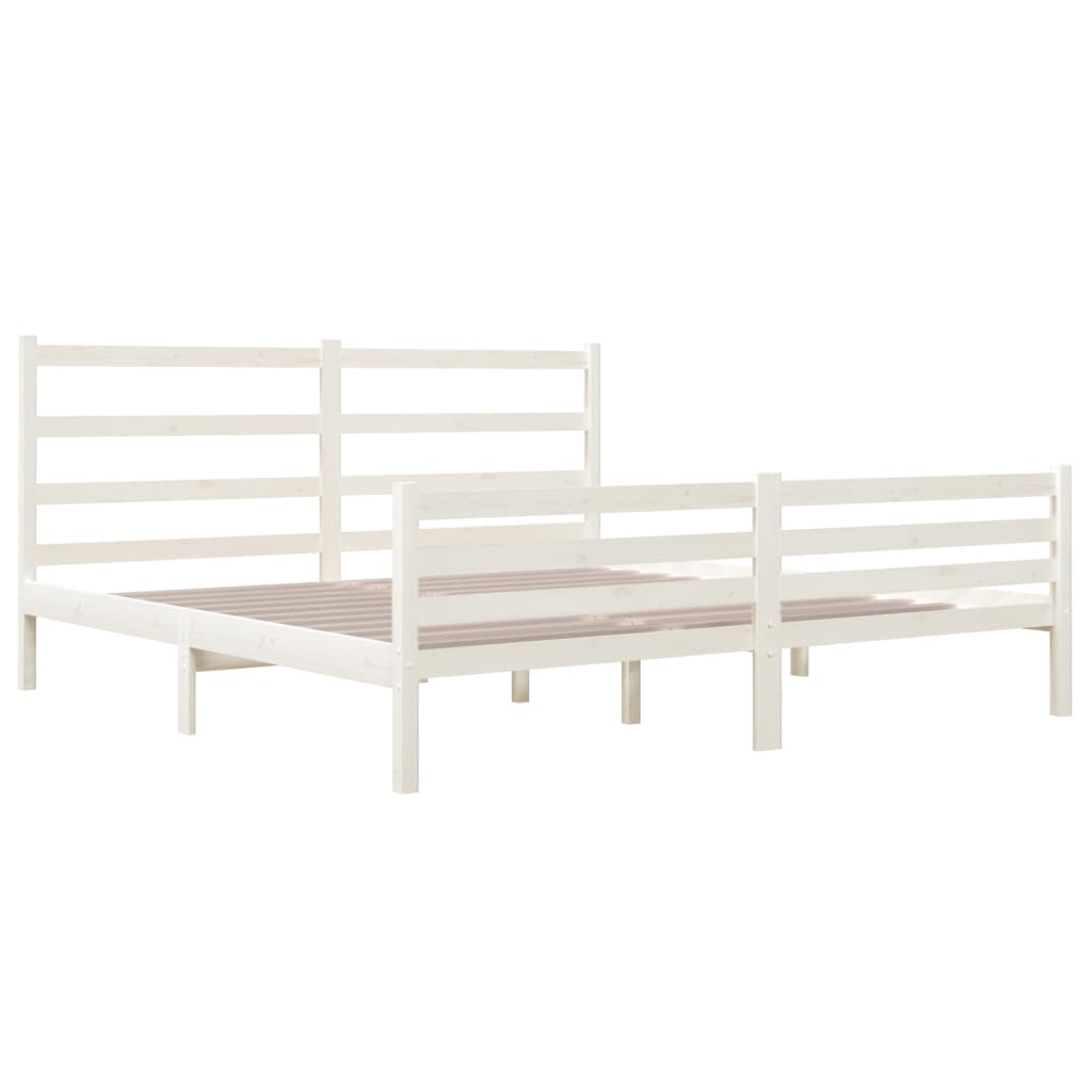 Bed Frame without Mattress White Solid Wood 183x203 cm King