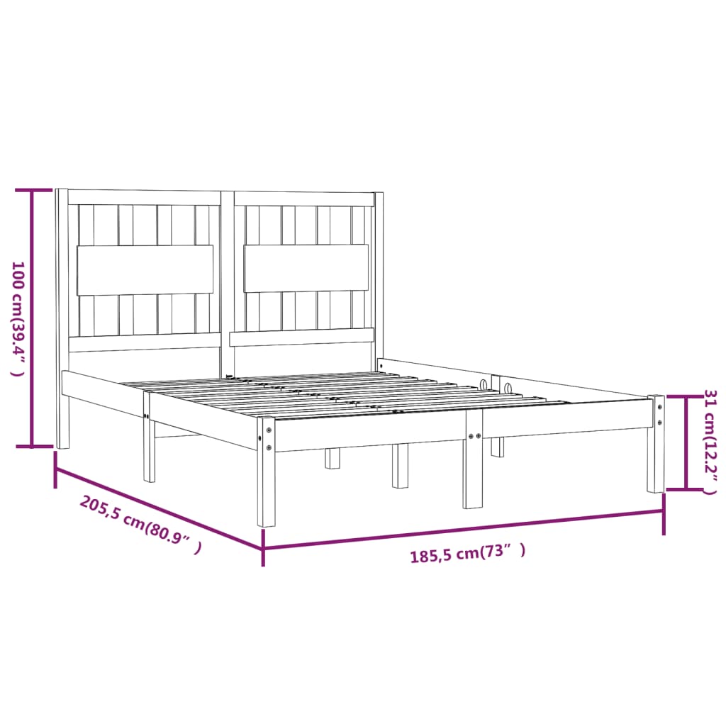 Bed Frame without Mattress Solid Wood 183x203 cm King