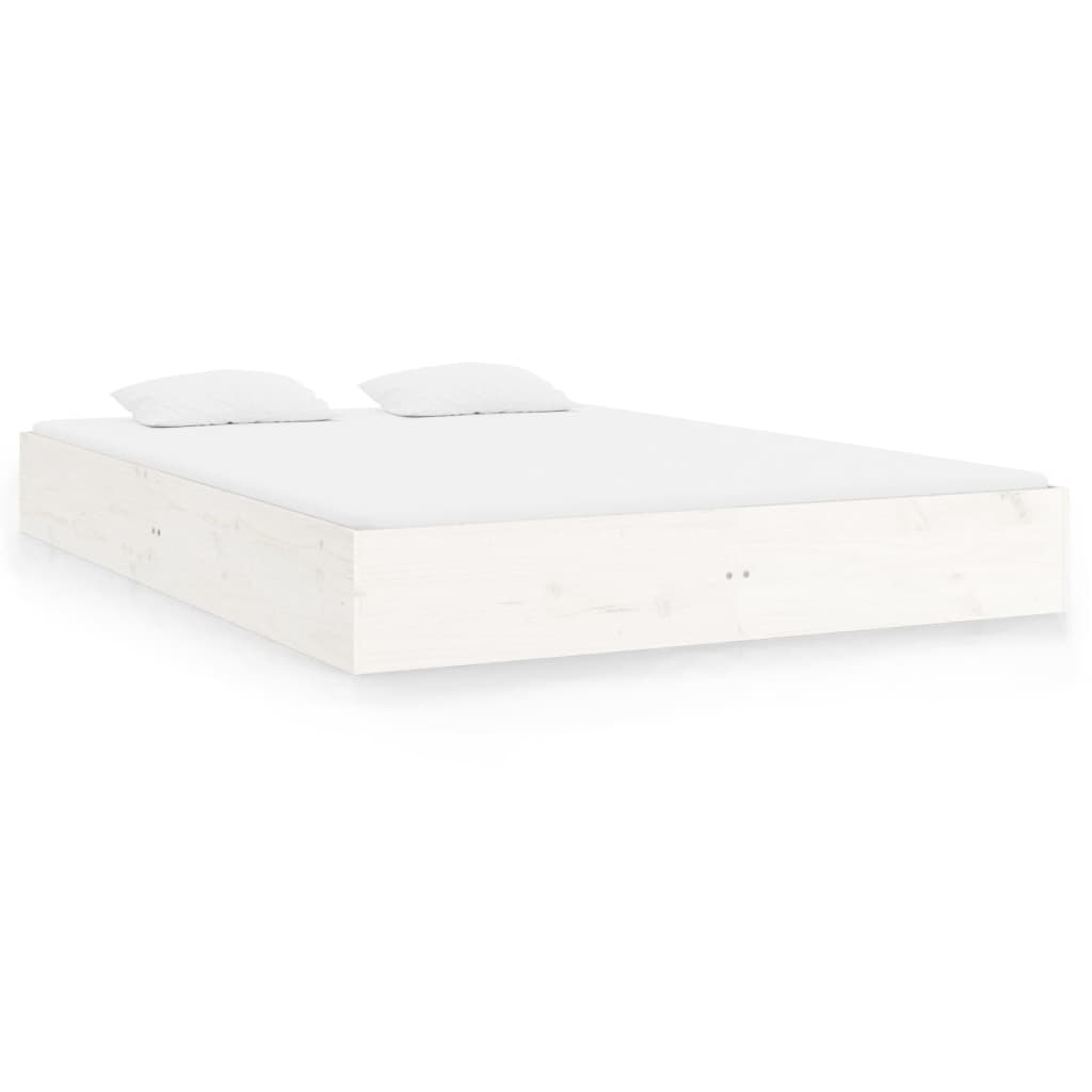 Bed Frame without Mattress White Solid Wood 183x203 cm King