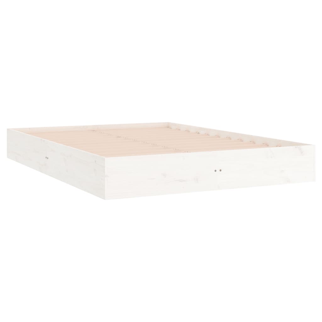 Bed Frame without Mattress White Solid Wood 183x203 cm King