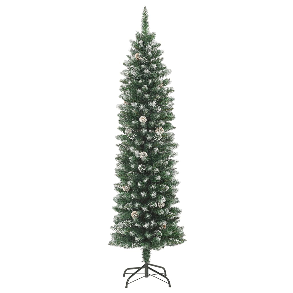 Artificial Slim Christmas Tree with Stand 240 cm PVC