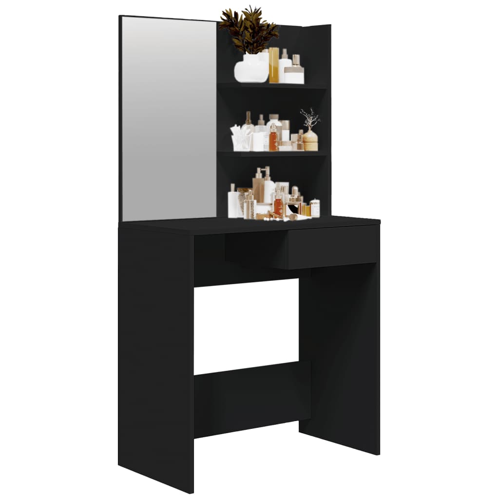 Dressing Table with Mirror Black 74.5x40x141 cm