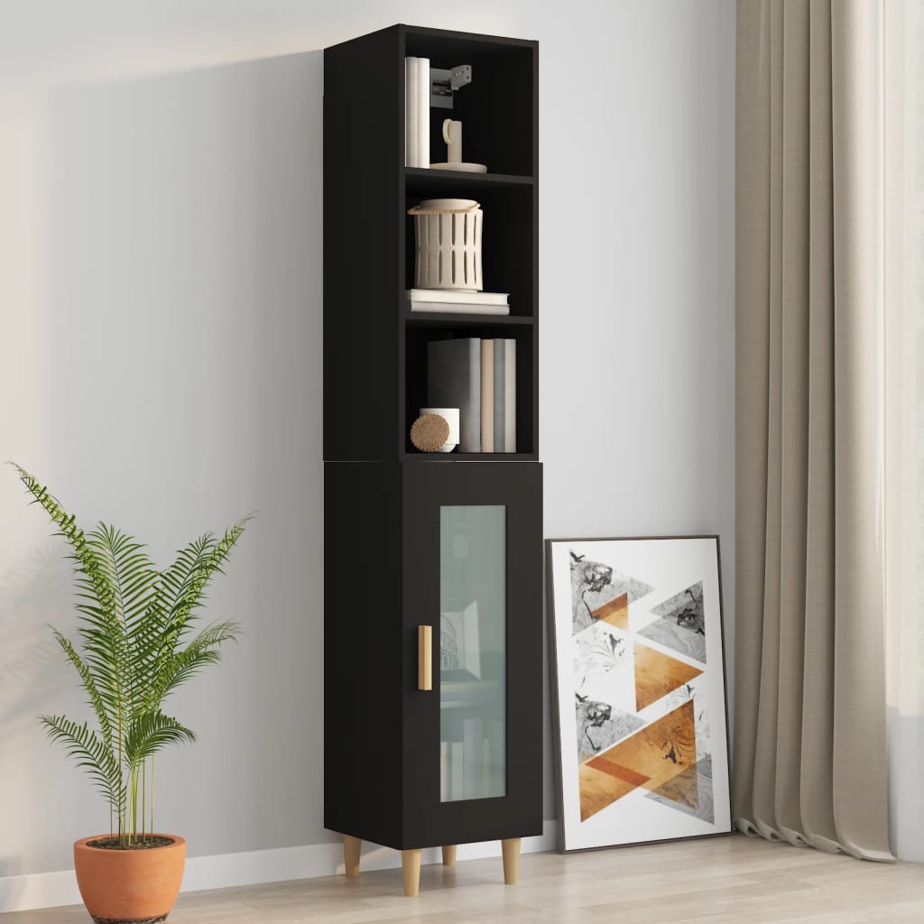 Wall Cabinet Black 34.5x32.5x90 cm Engineered Wood