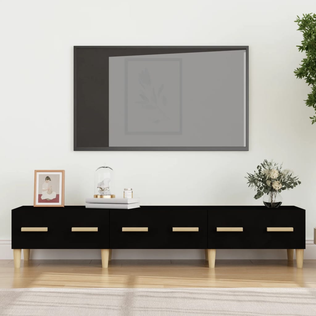 TV Cabinet Black 150x34.5x30 cm Engineered Wood