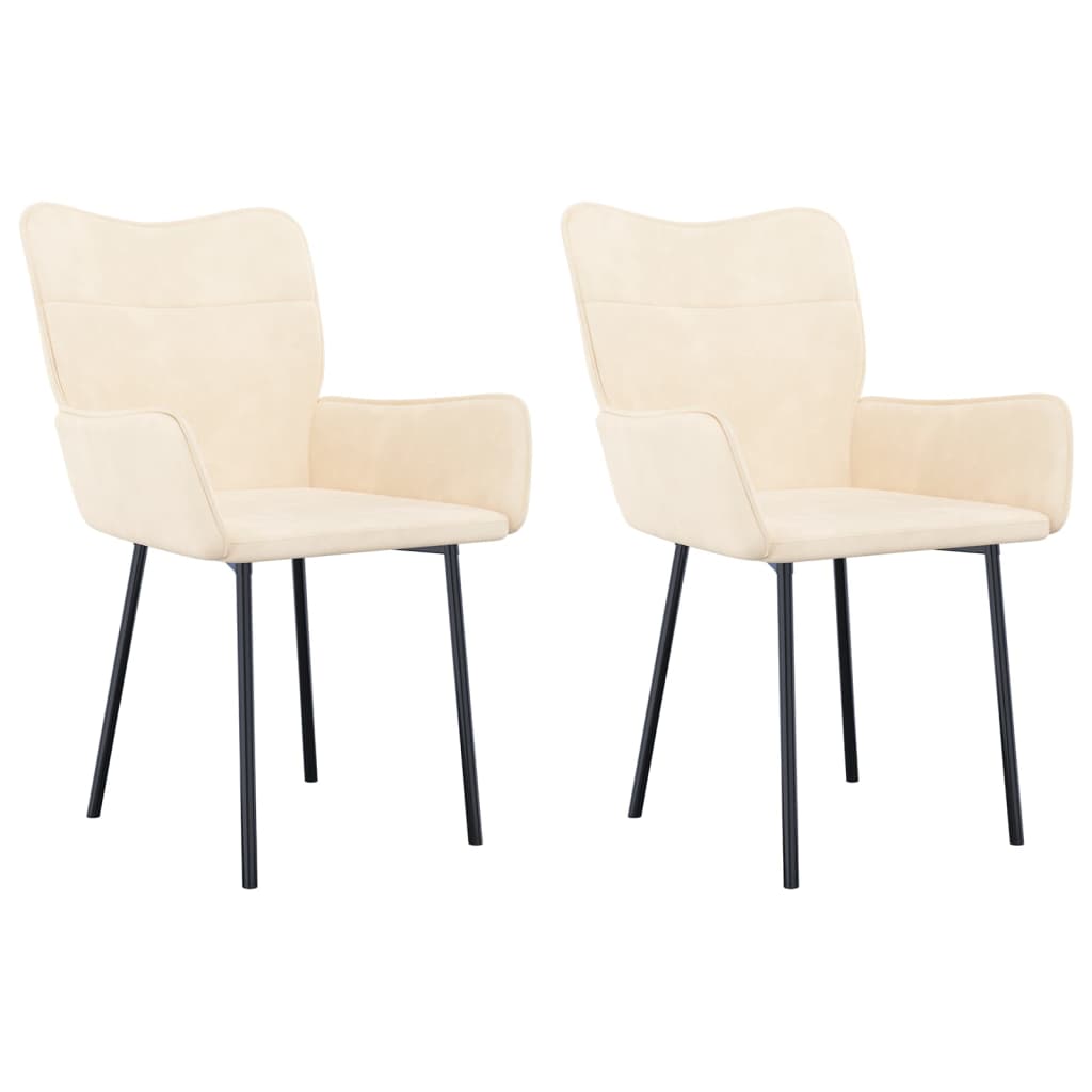 Dining Chairs 2 pcs Cream Velvet