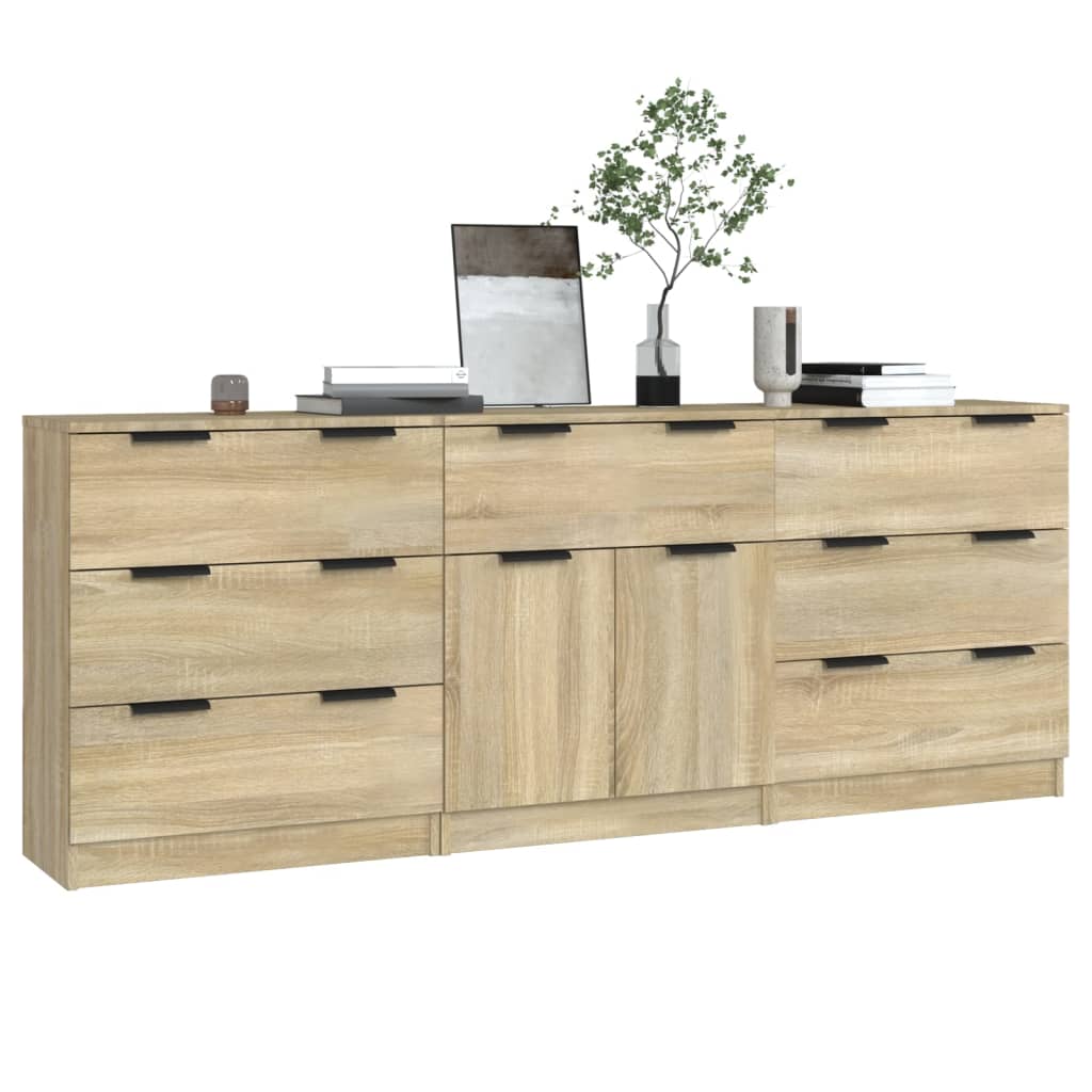 3 Piece Sideboards Sonoma Oak Engineered Wood