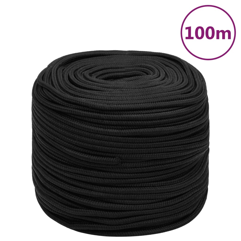 Boat Rope Full Black 6 mm 100 m Polypropylene