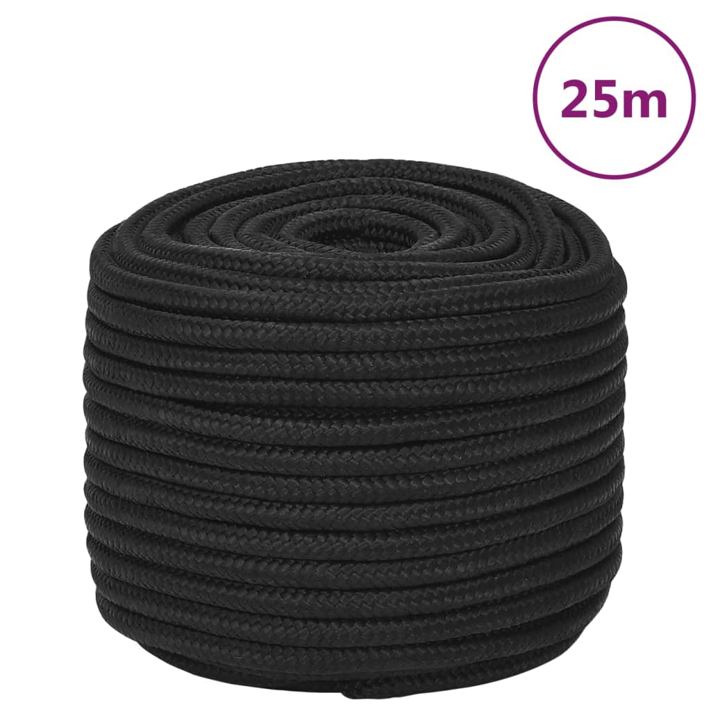 Boat Rope Full Black 12 mm 25 m Polypropylene