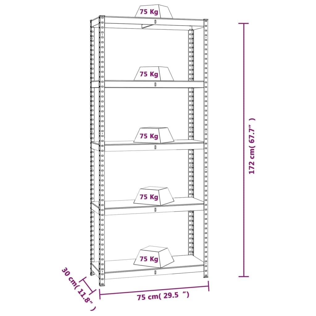 5-Layer Storage Shelf Blue Steel and Engineered Wood