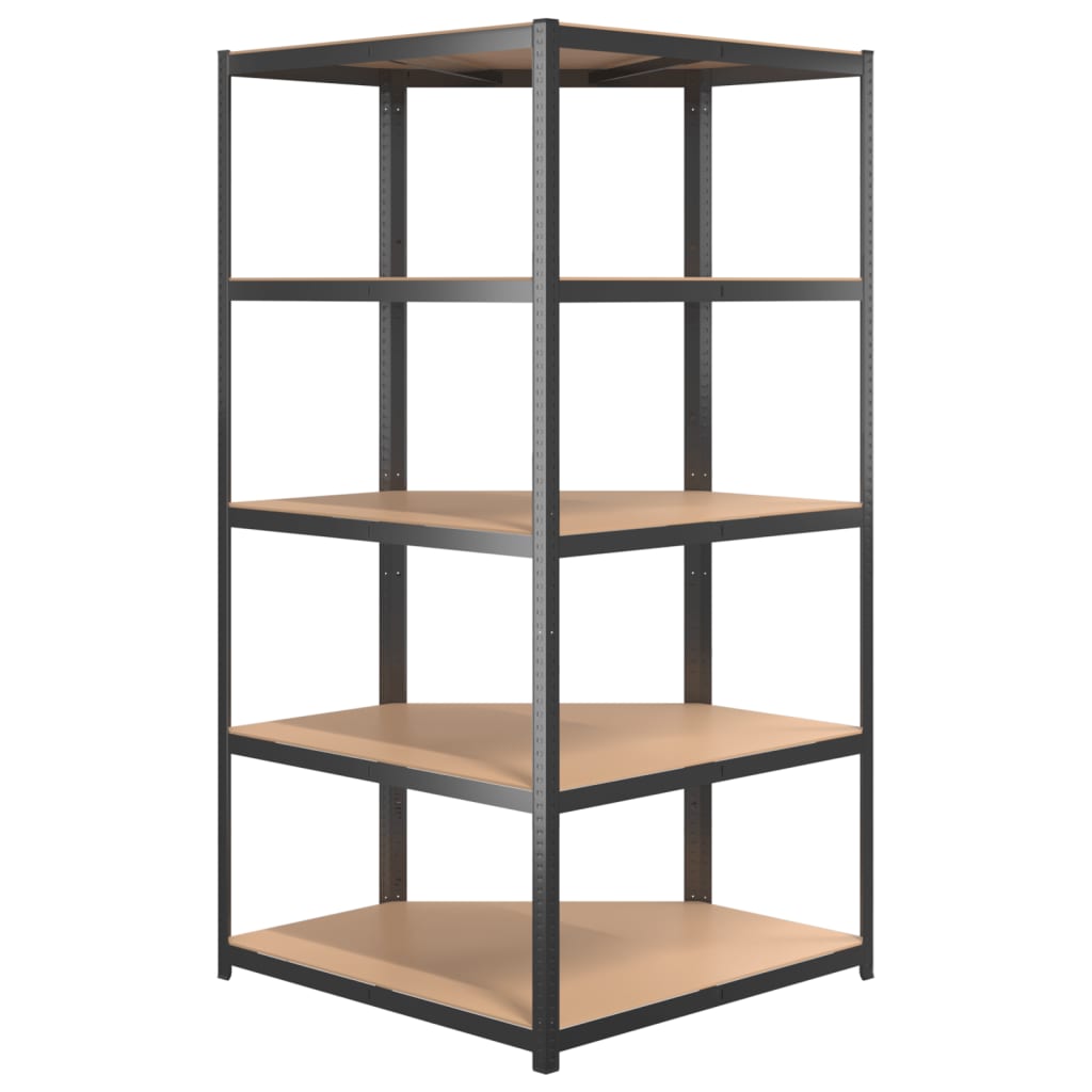 5-Layer Corner Shelf Anthracite Steel and Engineered Wood