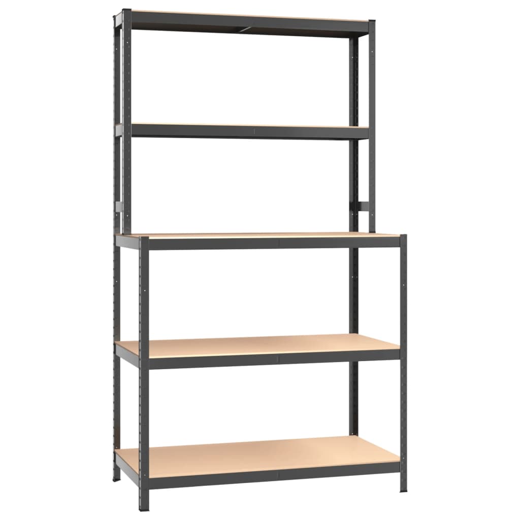 5-Layer Work Table with Shelves Anthracite Steel and Engineered Wood