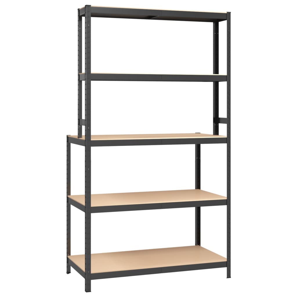 5-Layer Work Table with Shelves Anthracite Steel and Engineered Wood