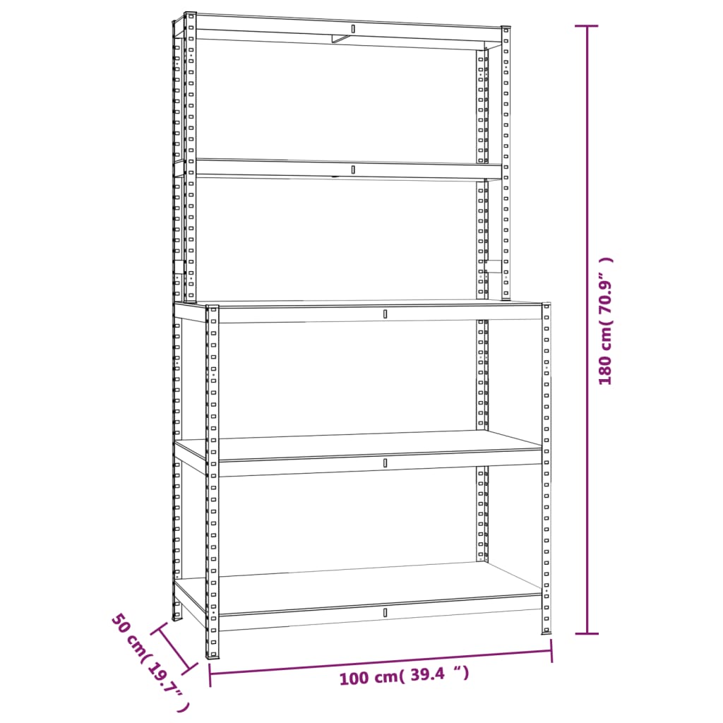 5-Layer Work Table with Shelves Anthracite Steel and Engineered Wood