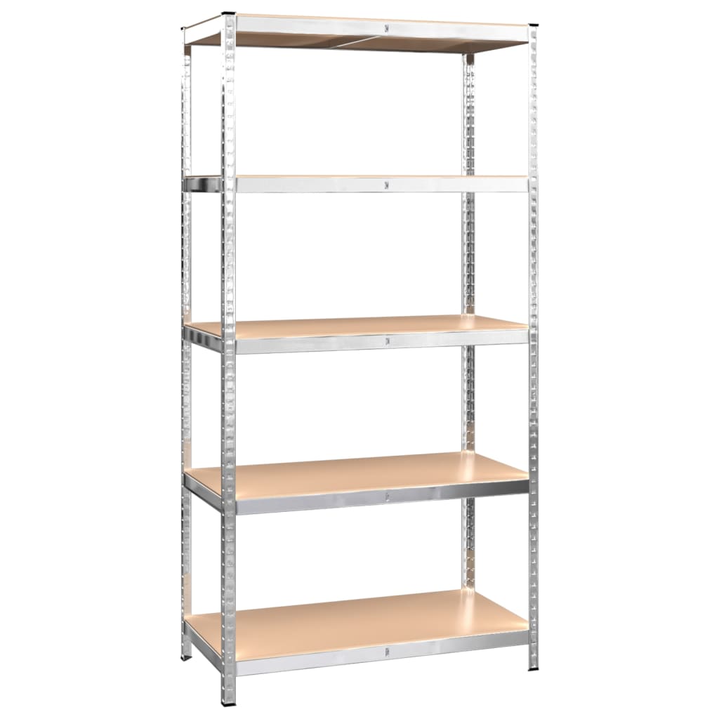 5-Layer Storage Shelf Silver Steel and Engineered Wood