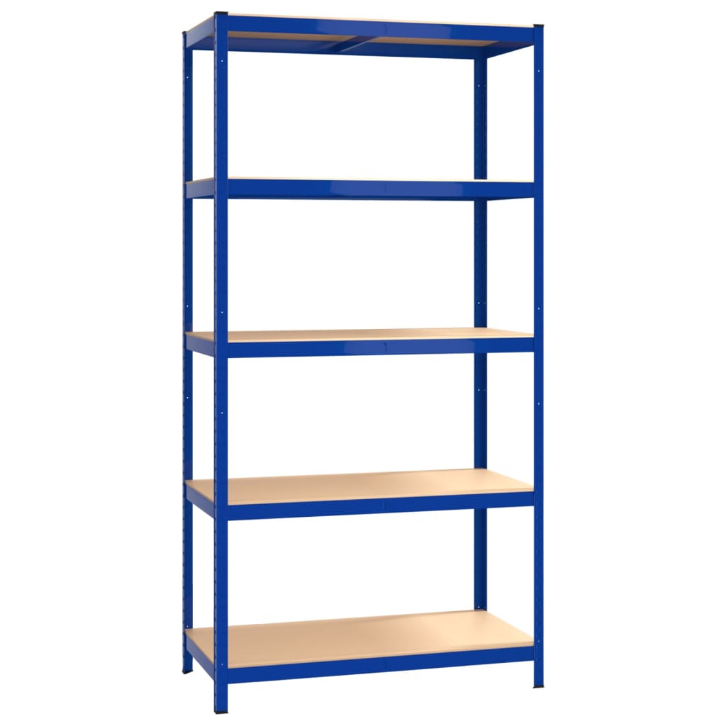 5-Layer Storage Shelf Blue Steel and Engineered Wood