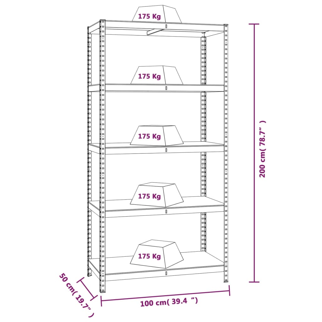 5-Layer Storage Shelf Blue Steel and Engineered Wood