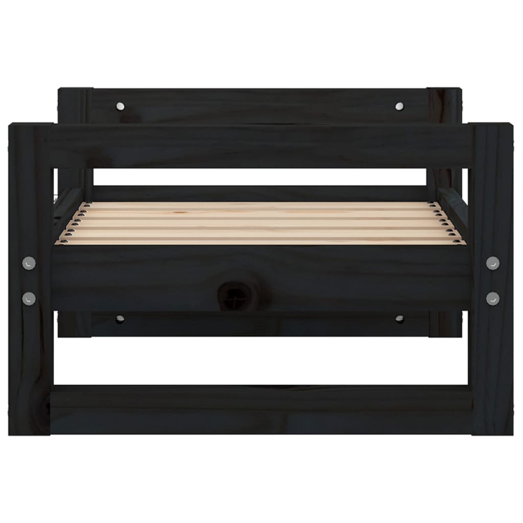 Dog Bed Black 55.5x45.5x28 cm Solid Pine Wood