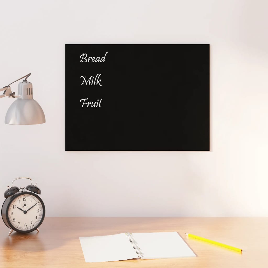 Wall-mounted Magnetic Board Black 40x30 cm Tempered Glass