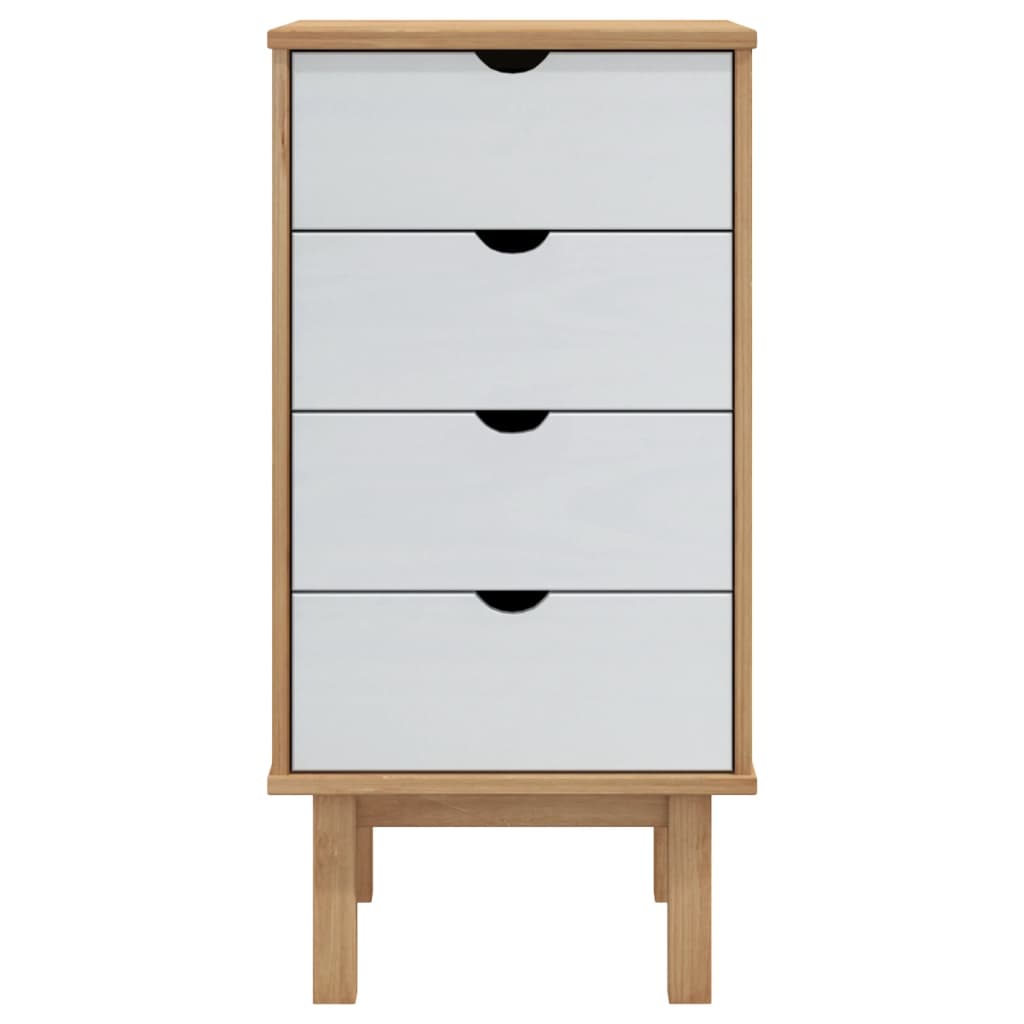 Drawer Cabinet OTTA Brown&White 45x39x90cm Solid Wood Pine