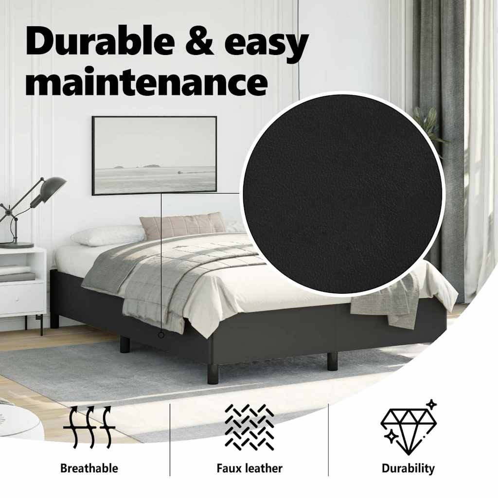 Bed Frame without Mattress Black 137x187 cm Double Faux Leather