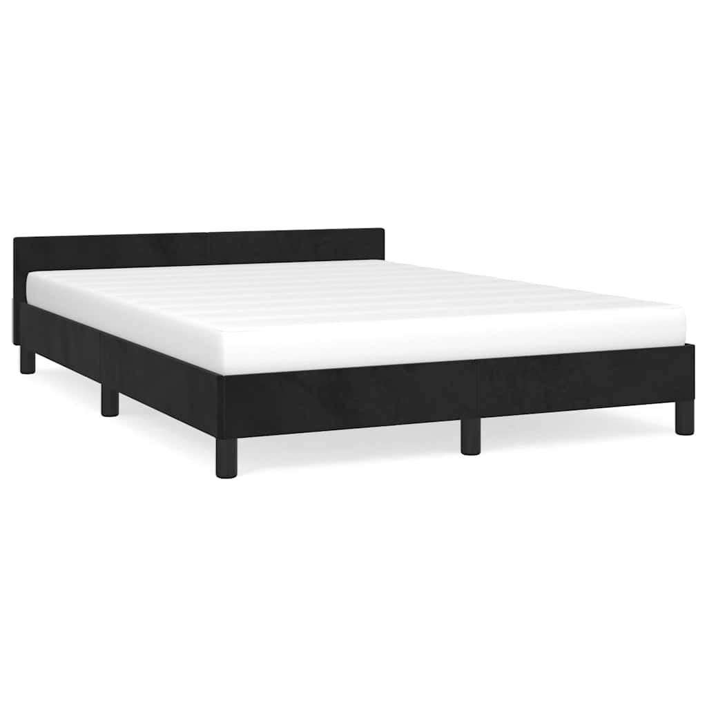 Bed Frame without Mattress Black Double Velvet