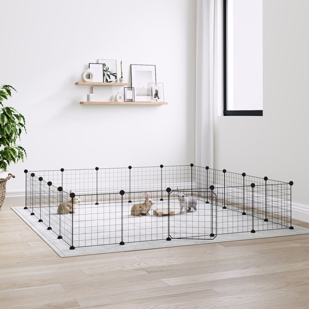 20-Panel Pet Cage with Door Black 35x35 cm Steel