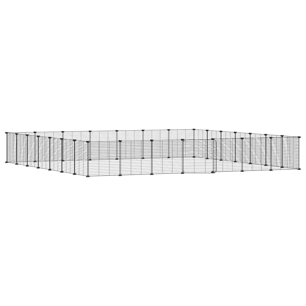 28-Panel Pet Cage with Door Black 35x35 cm Steel
