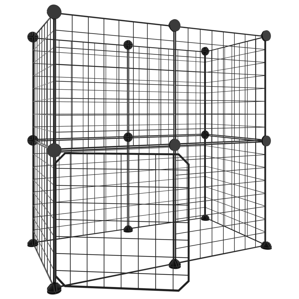 12-Panel Pet Cage with Door Black 35x35 cm Steel