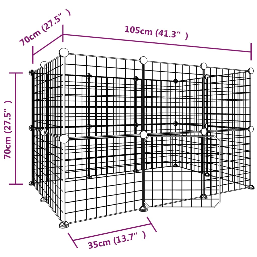 20-Panel Pet Cage with Door Black 35x35 cm Steel