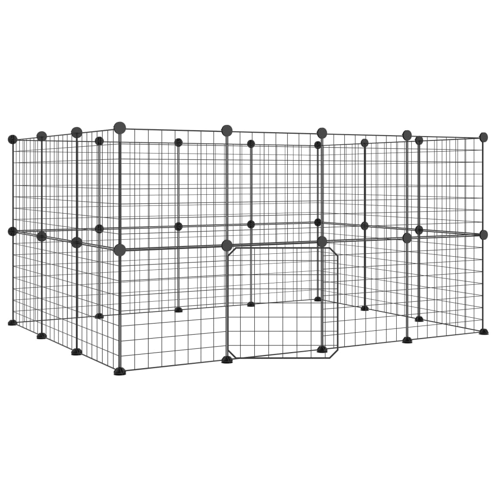 28-Panel Pet Cage with Door Black 35x35 cm Steel