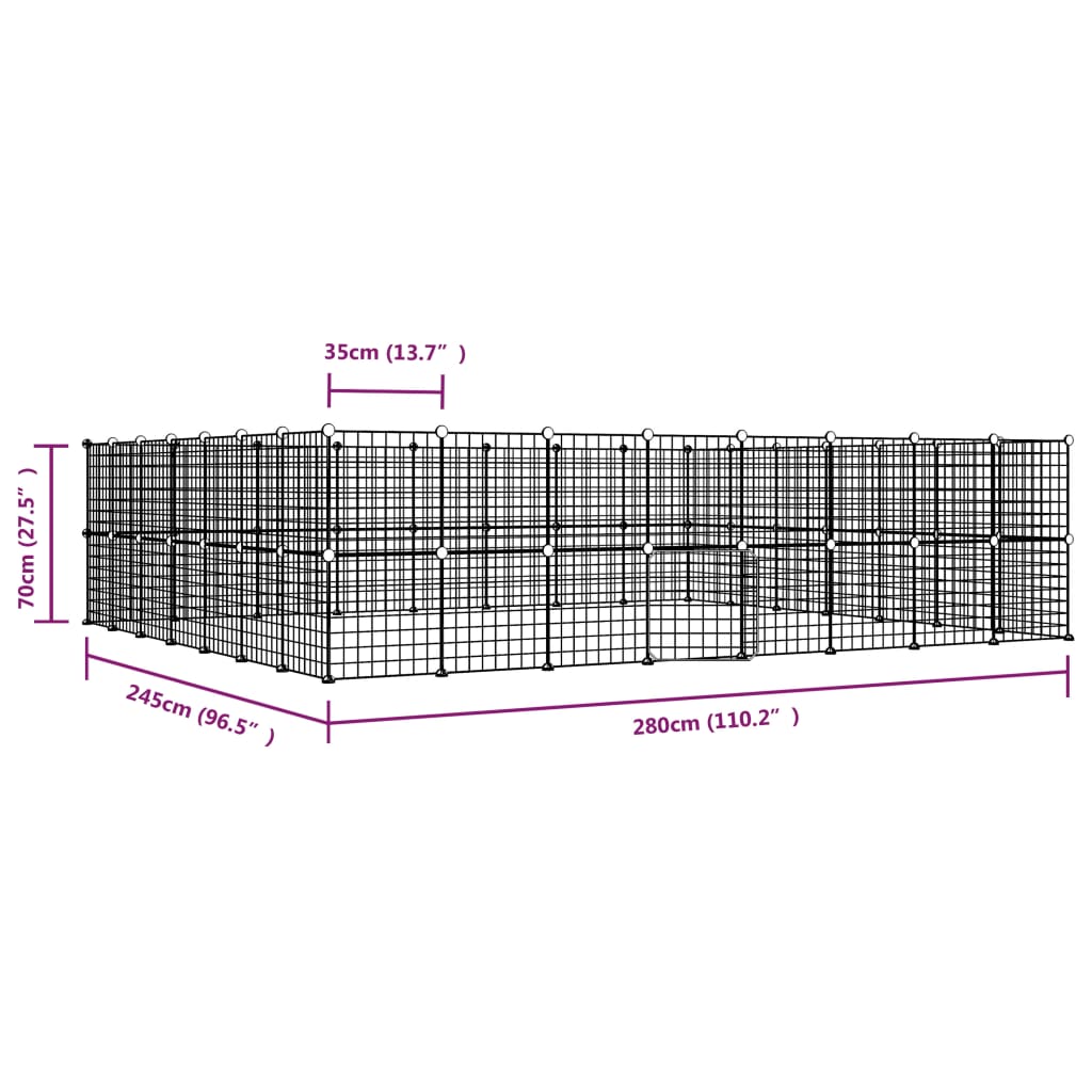 60-Panel Pet Cage with Door Black 35x35 cm Steel