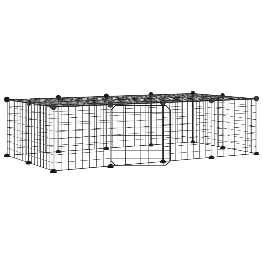 20-Panel Pet Cage with Door Black 35x35 cm Steel