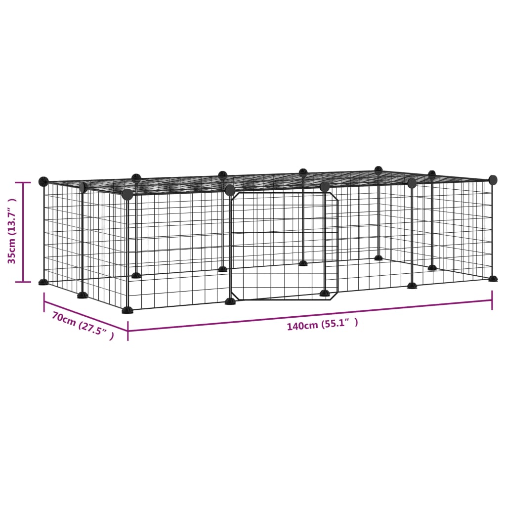 20-Panel Pet Cage with Door Black 35x35 cm Steel