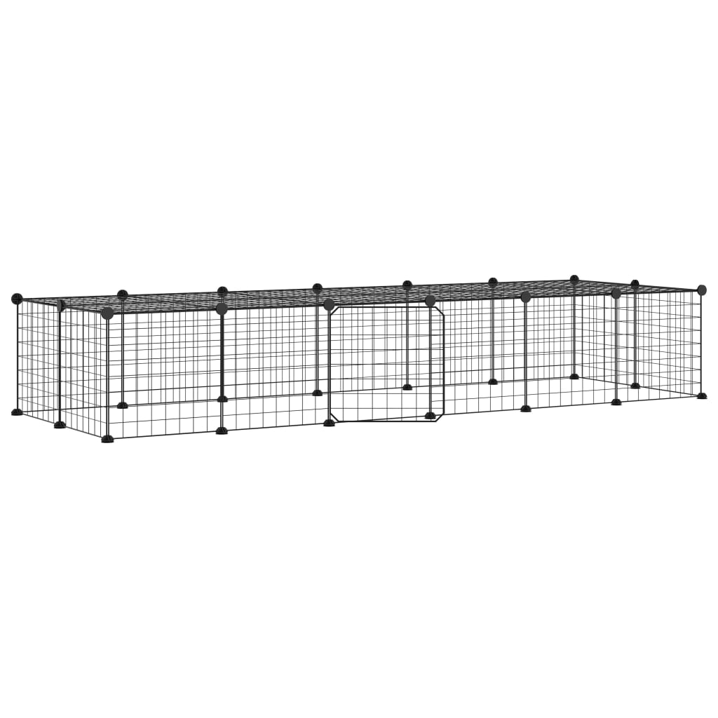 28-Panel Pet Cage with Door Black 35x35 cm Steel