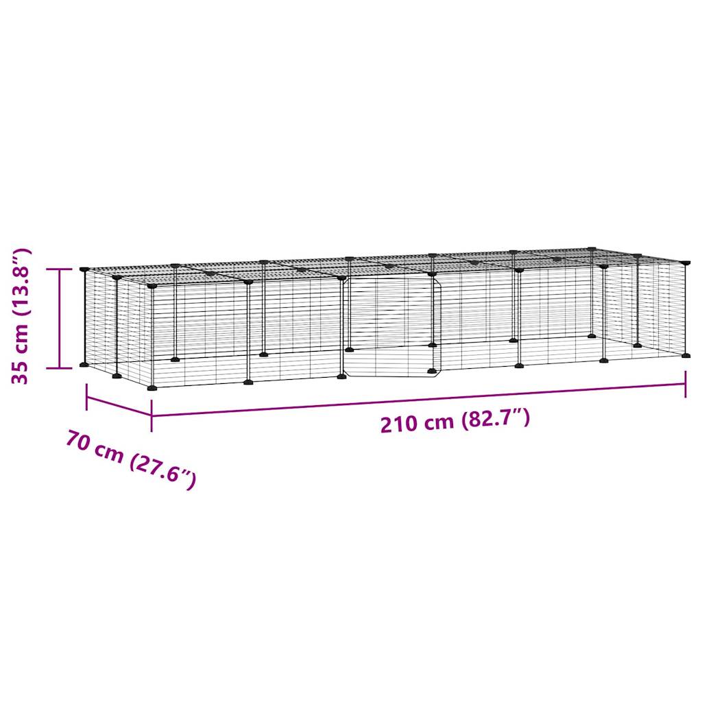 28-Panel Pet Cage with Door Black 35x35 cm Steel