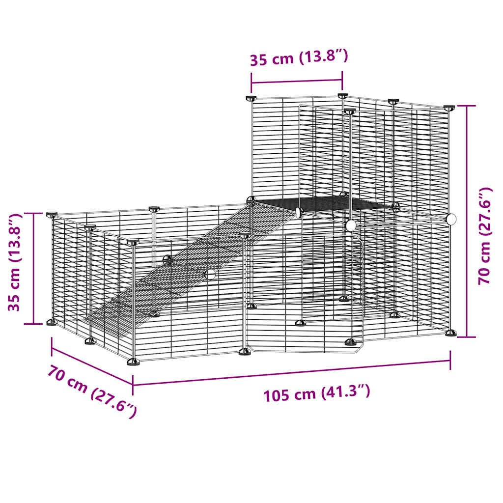 20-Panel Pet Cage with Door Black 35x35 cm Steel