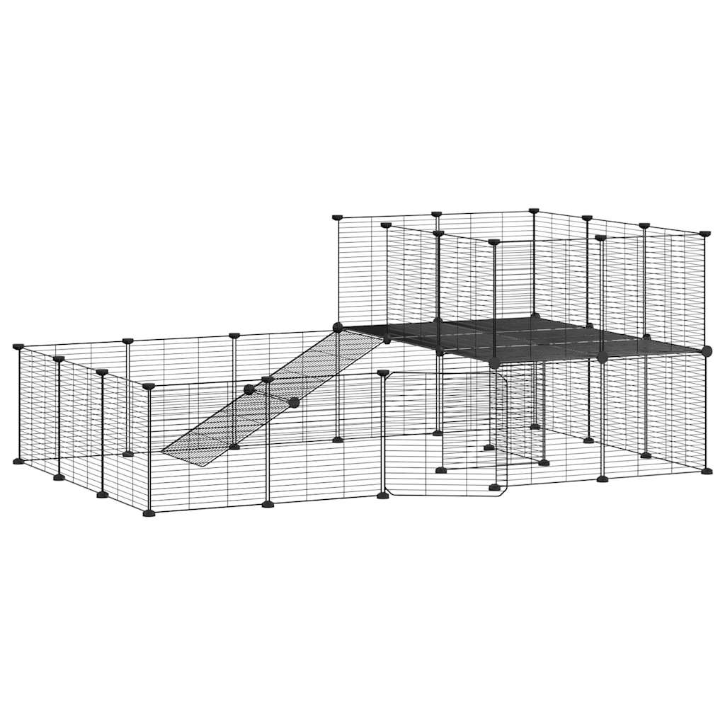 36-Panel Pet Cage with Door Black 35x35 cm Steel