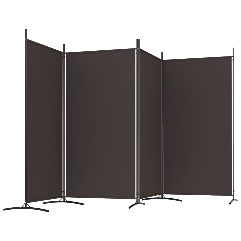 4-Panel Room Divider Brown 346x180 cm Fabric