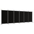 6-Panel Room Divider Black 520x180 cm Fabric