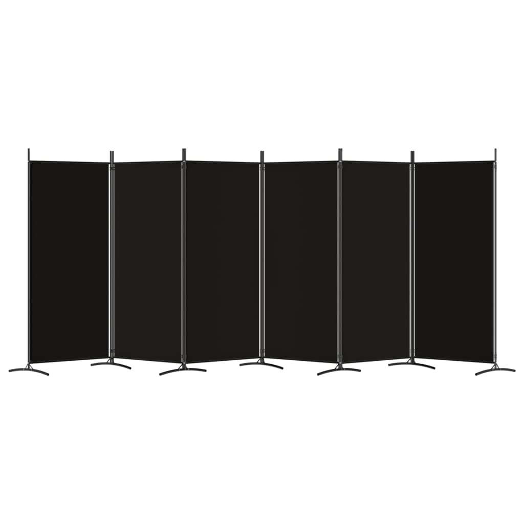 6-Panel Room Divider Black 520x180 cm Fabric