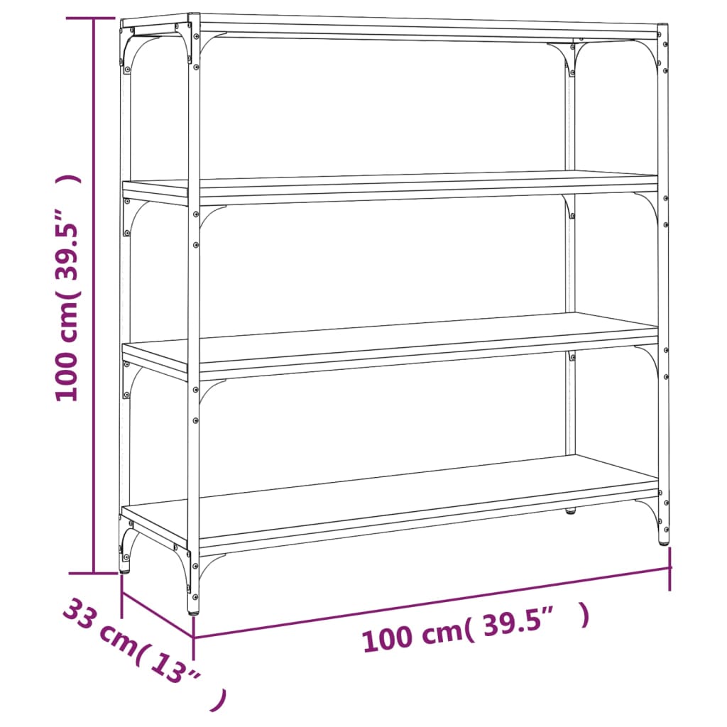 Book Cabinet Sonoma Oak 100x33x100 cm Engineered Wood and Steel