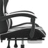 Swivel Gaming Chair with Footrest Black&White Faux Leather