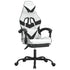 Swivel Gaming Chair with Footrest White&Black Faux Leather