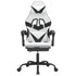 Swivel Gaming Chair with Footrest White&Black Faux Leather