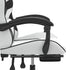 Swivel Gaming Chair with Footrest White&Black Faux Leather