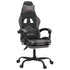 Swivel Gaming Chair with Footrest Black&Grey Faux Leather