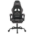 Swivel Gaming Chair with Footrest Black&Grey Faux Leather